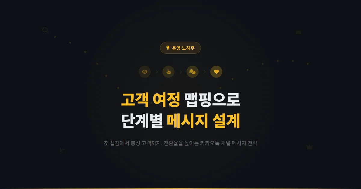카카오톡 채널 고객 여정 맵핑 실전 가이드 - 첫 접점부터 충성 고객까지 단계별 메시지 설계 전략